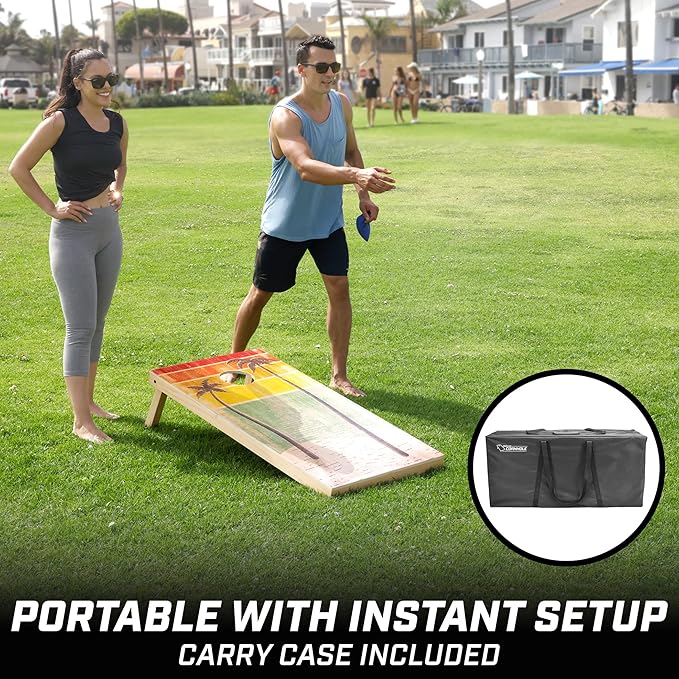 GoSports 4 x 2 ft Regulation Size Wood Cornhole Boards - 10 Vintage Wood Designs (Choose Your Style)
