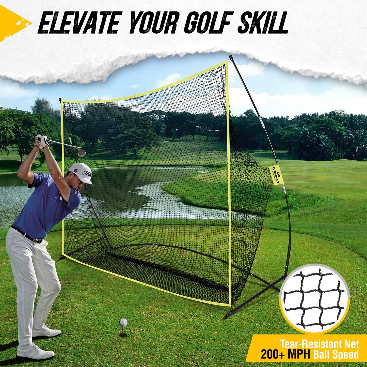 PodiuMax Golf Net, 10x7ft Golf Practice Net, Hitting Nets for Backyard Garage, Improve Chipping Putting Pitching, Gift for Men & Golfers