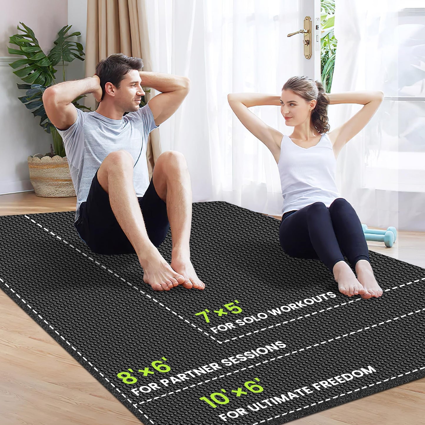 Stepwaver Extra Large Exercise Mat, 7'x5'x8mm (1/3 inch), Non-Slip, Ultra Durable, Thick Large Workout Mat for Home Workouts, Yoga Mats for Fitness, High-Density Exercise Mat, Shoes-Friendly