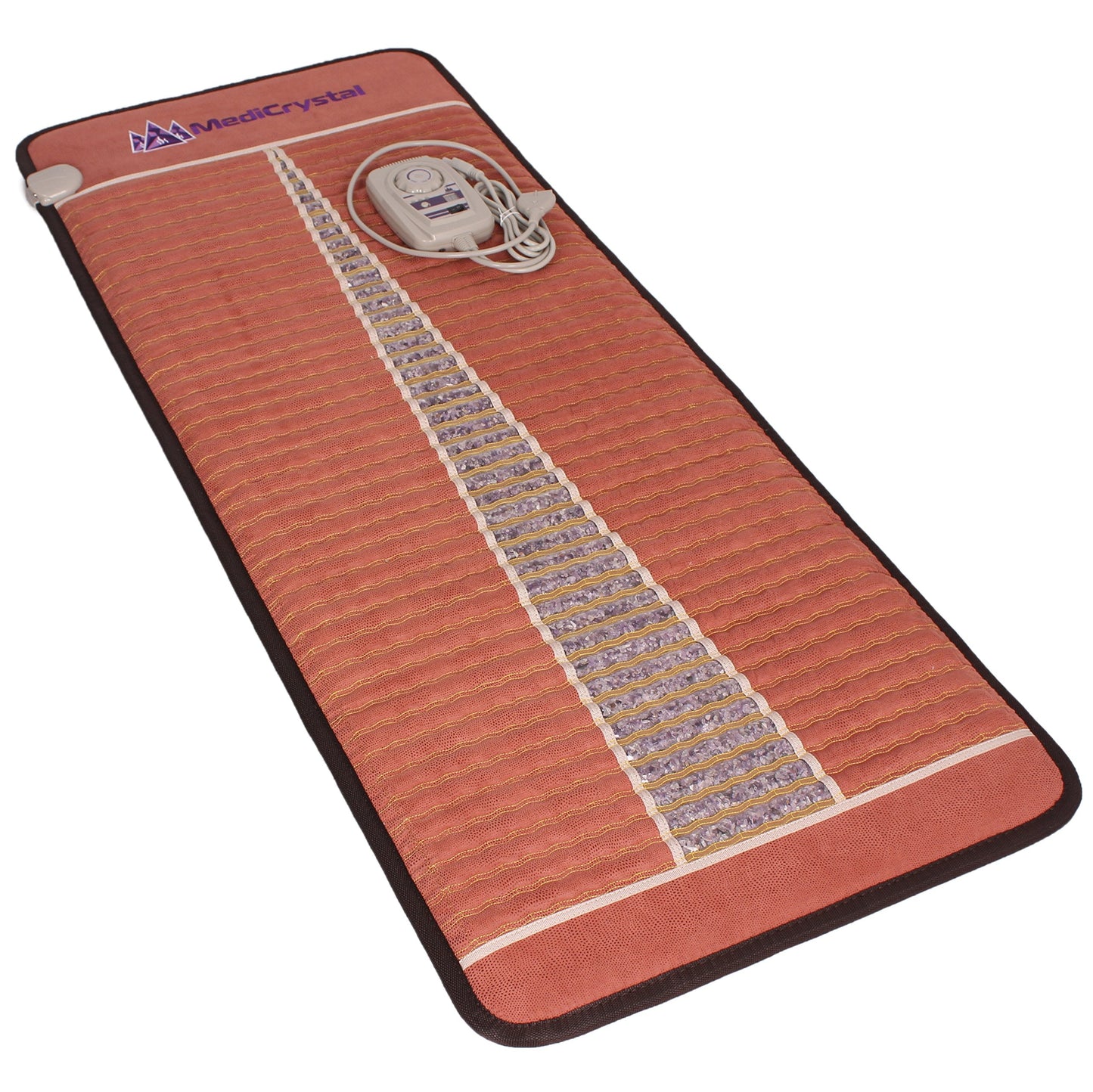 Far Infrared Amethyst Mat Midsize (59"L x 24"W) - Negative Ion - FIR Therapy - Natural Amethyst - FDA Registered Manufacturer - Adjustable Temperature Setting - Hot Crystal Heating Pad - Reddish Brown
