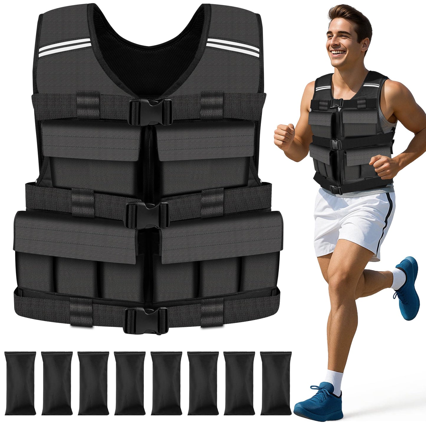 DMDG Adjustable Weighted Vest for Men Woman With Shoulder Pads 2lbs-30lbs, Weight Vest For Walking, Rucking, Cross Training, Running, Muscle Building - Breathable, Comfortable, Washable(2LB-30LB)