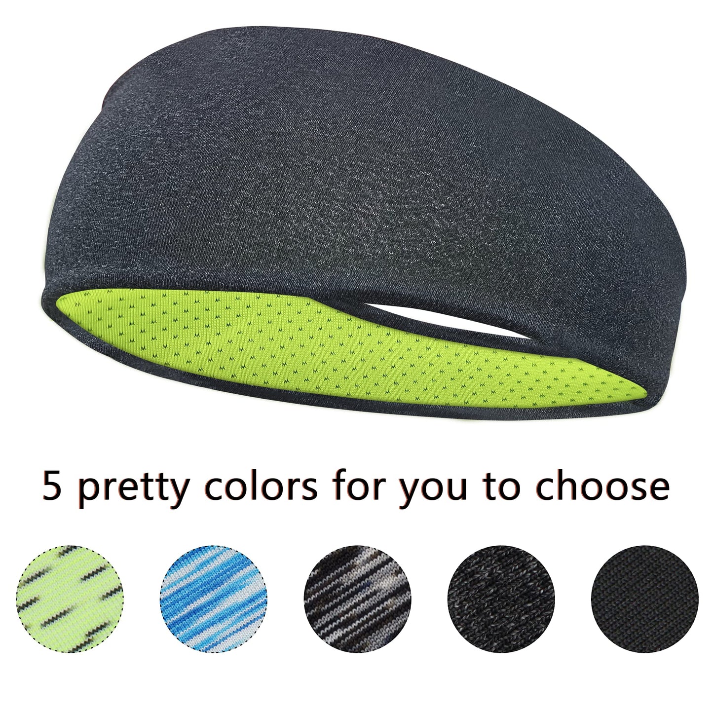 5 Pack Sports Headband for Men, Thin Breathable Design, Reused & Washed Mens Headband Sweat Bands for Running Yoga Football Fitness Workout