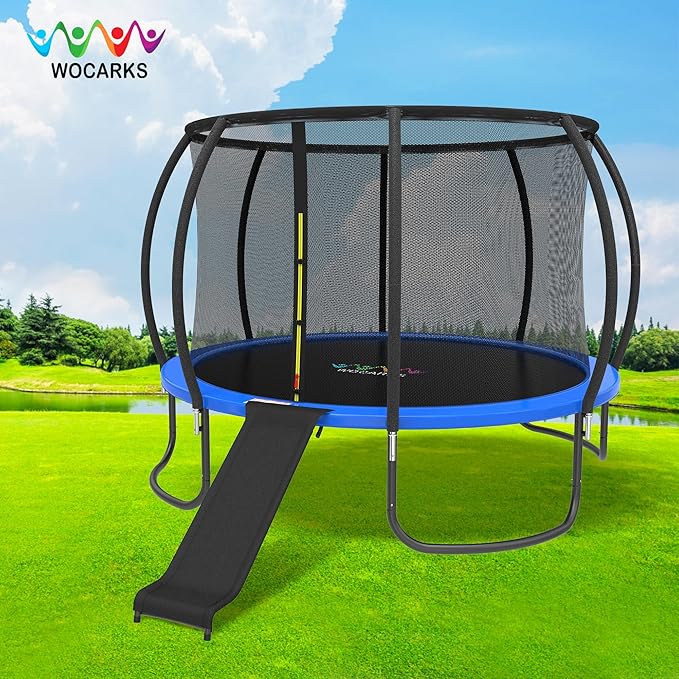 Ergonomic Trampoline Slide with Buffer Region for Children Kids, Outdoor Trampoline Slide Attachment, Heavy Duty Steel, Frame, Easy to Assemble (Black-Slide)