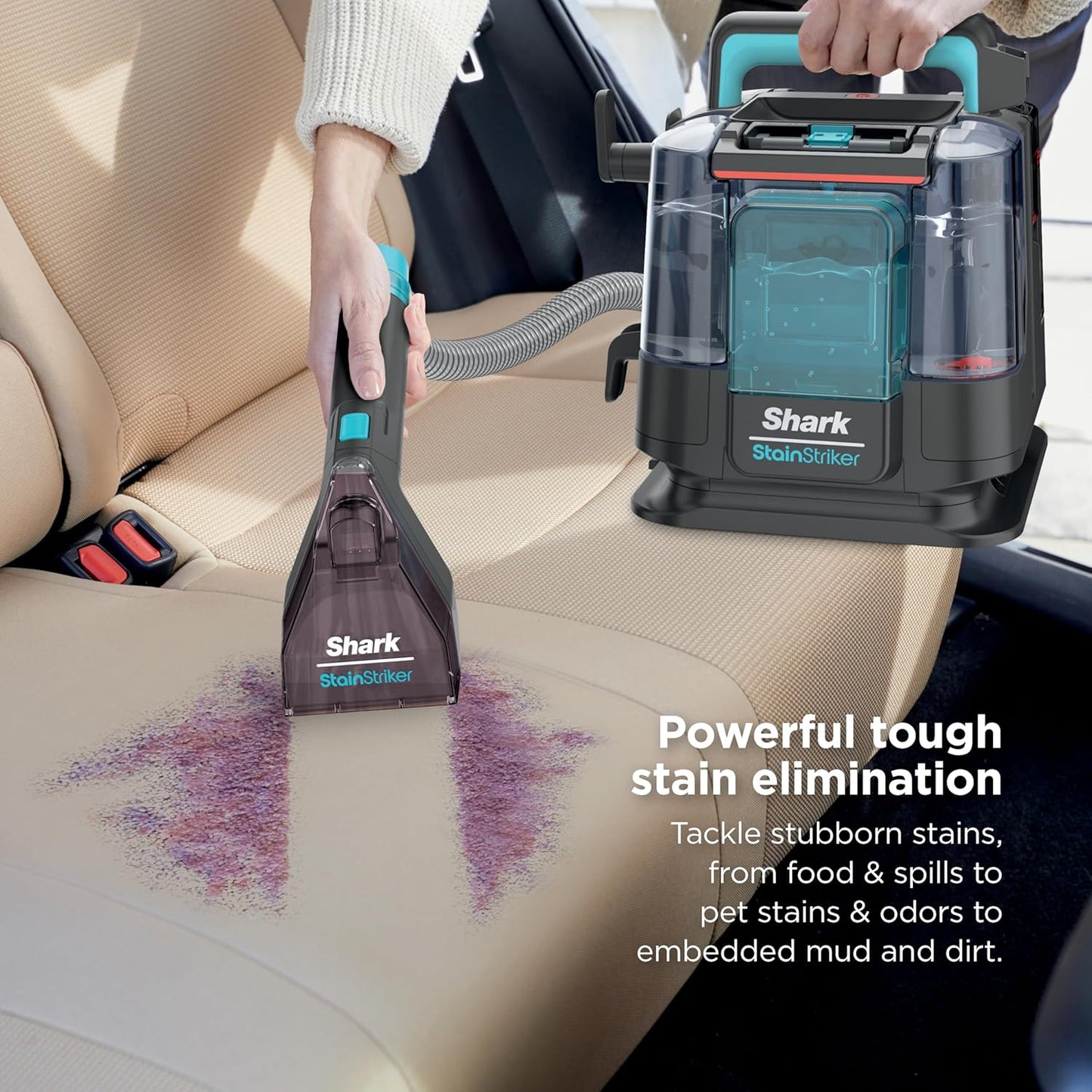 Shark StainStriker Portable Carpet & Upholstery Cleaner - Spot & Stain Eliminator with 2 Tools & Solutions | Charcoal PX221BRN