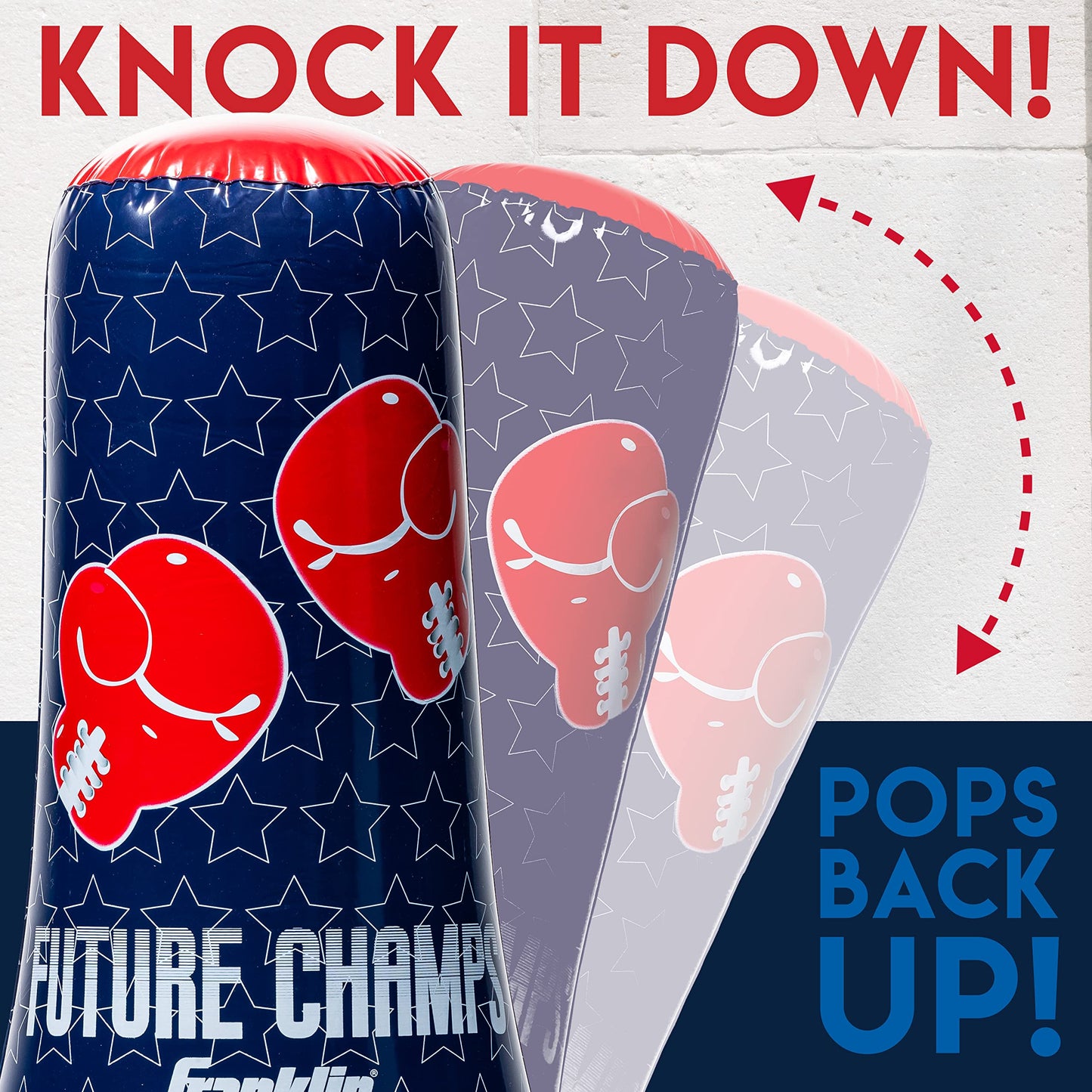 Franklin Sports Inflatable Punching Bag & Glove Set - Future Champs - 42 x 19 x 19 inches