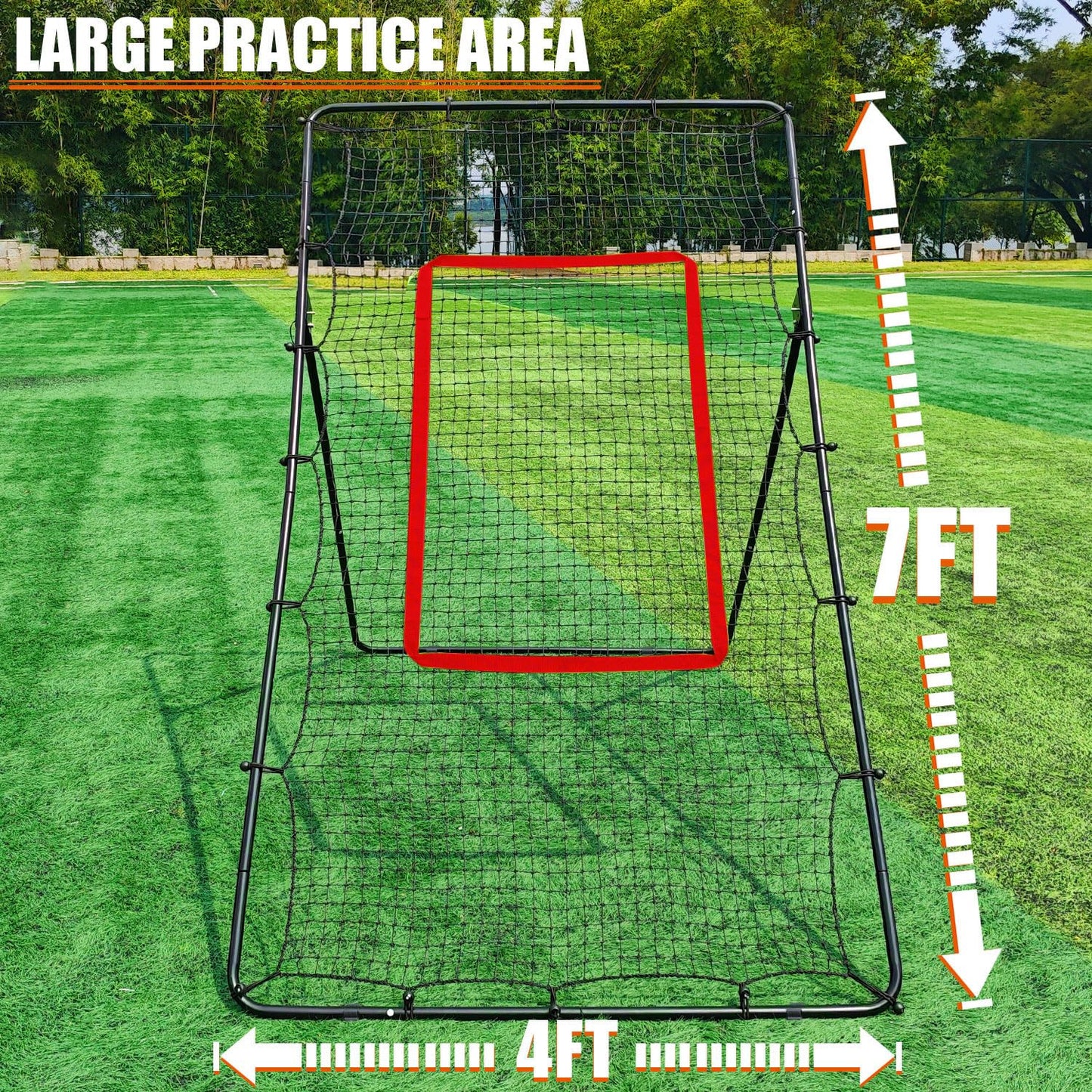 Adjustable Volleyball Rebounder Net 4x7ft, Bounce Back Practice Equipment for Practicing Volleying, Bumping, Spiking-with Volleyball&Bag