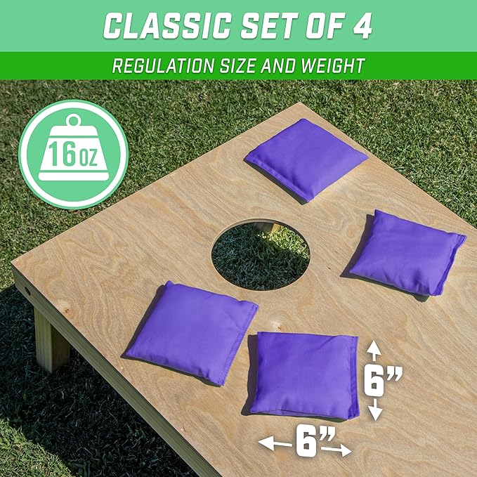 GoSports Classic Cornhole Bean Bags Set of 4-16 Colors Available - Regulation All Weather, Mix and Match