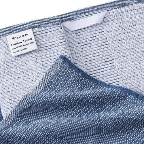 Homaxy Premium Kitchen Towels - Highly Absorbent 380 GSM Cotton Tea Towels | 6 Pack, Navy Blue (18”x28”)