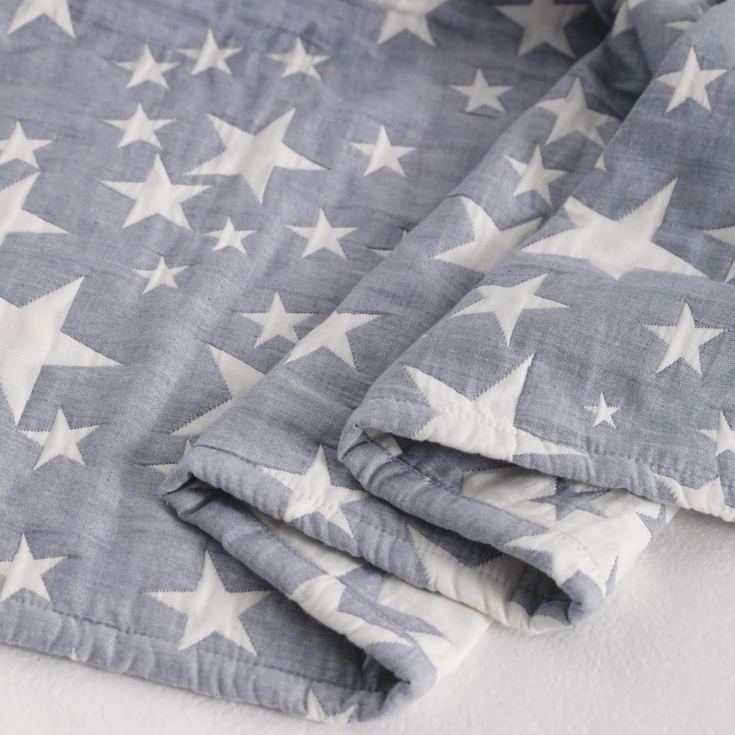 NTBAY Oversized Muslin Cotton Toddler Blanket - Super Soft Reversible Nursery Bed Blanket, 45"x60", Blue/White Star