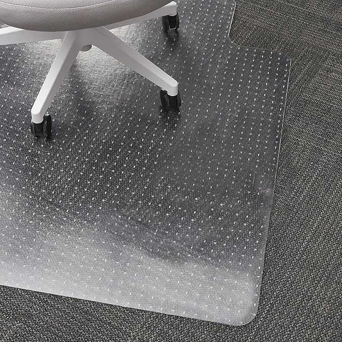 Staples Office Chair Mat, Clear Floor Mats with Lip, Flat-Pile Carpets, Extended Under-Desk Coverage, 36" x 48 Inch, Smooth Glide