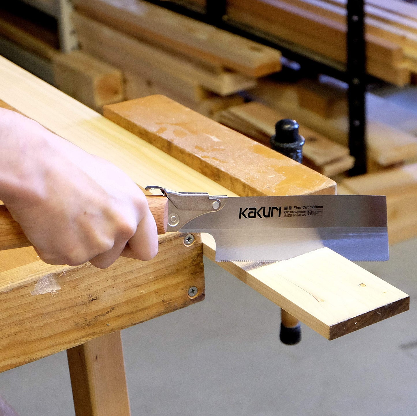 KAKURI Japanese Pull Saw Set for Precision Woodworking - Fine Cut 7", Flush Cut 7", Hardwood 8.2", Keyhole 6" - Red Oak Handles with Oil Finish, Canvas Carrying Case - Made in Japan
