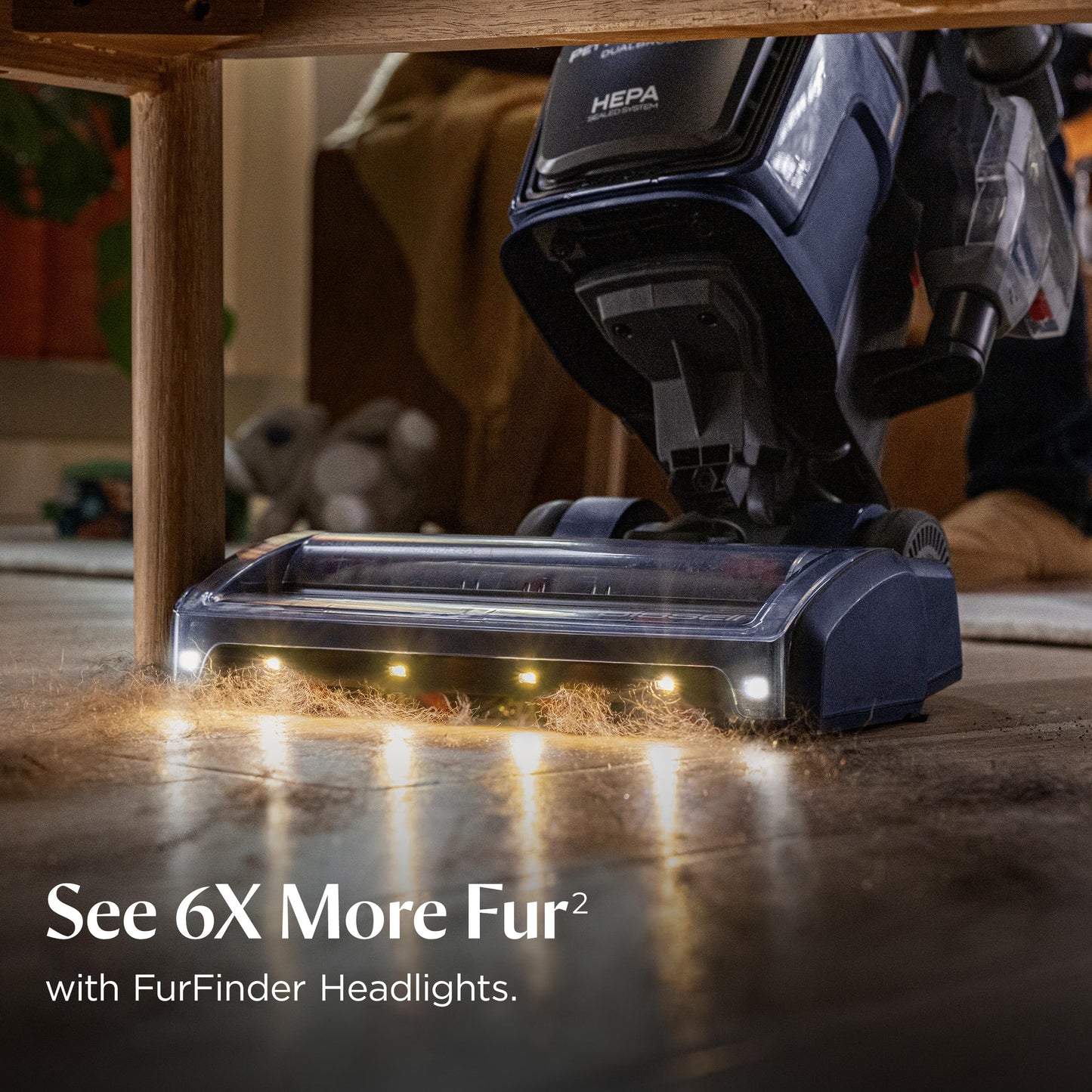 Bissell Pet Hair Eraser DualBrush Upright Vacuum with Two Brush Rolls, DualBrush Self-Cleaning Technology, HEPA Sealed Allergen System, Bright FurFinder Headlights, Lift-Off Pod, 42943