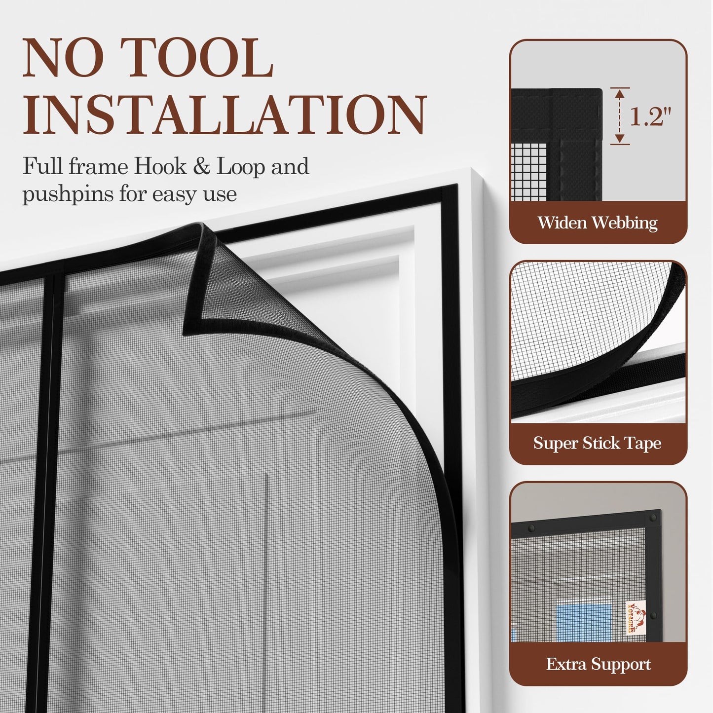 Yotache Magnetic Screen Door for Sliding Doors 72"x80", Screen Size 74"x81", Double-Sided Opening Screen Reinforced Mesh with Strong Magnets for French Front/Back Patio Doors