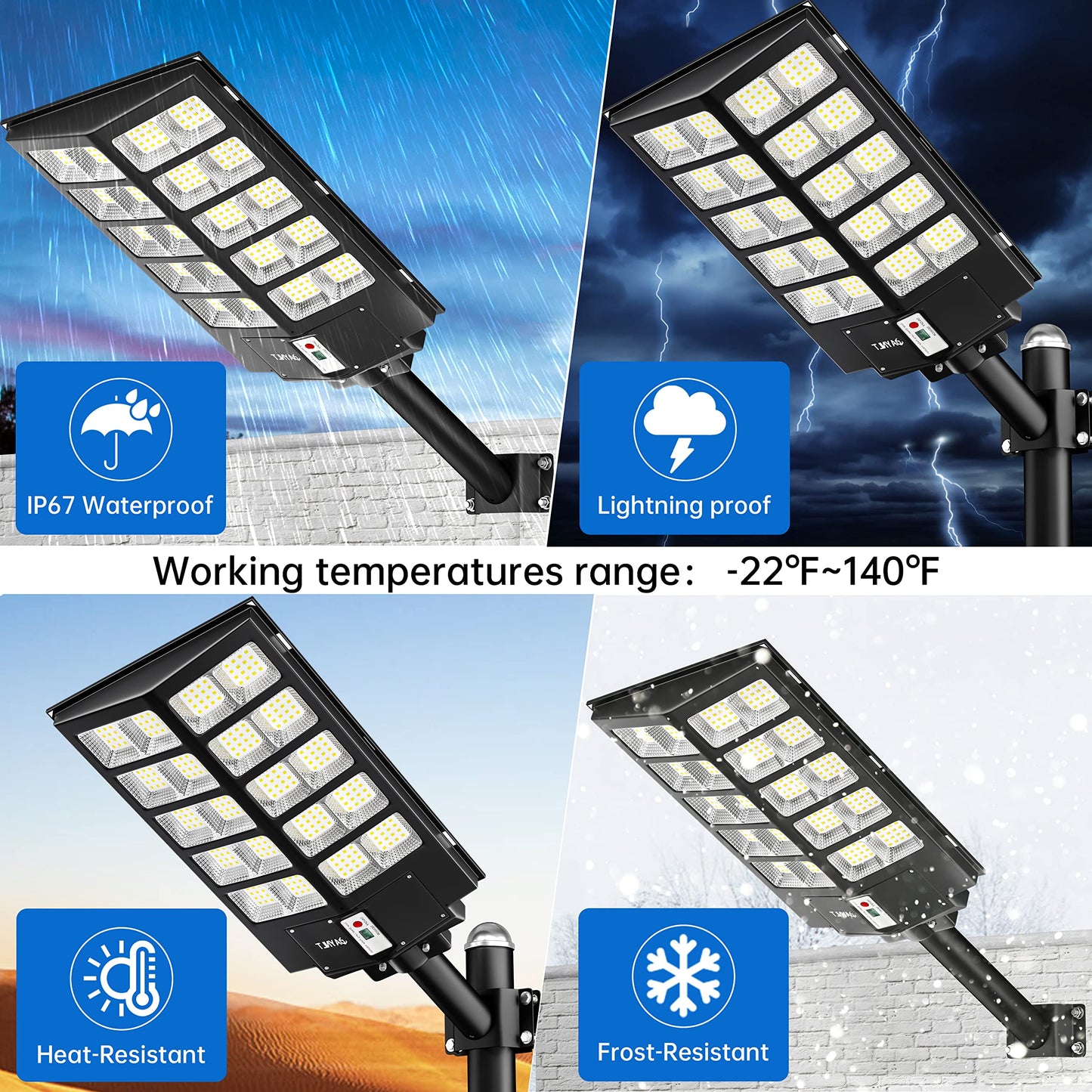 JAYNLT Y-5200W Solar Street Lights Outdoor,Commercial Parking Lot Lights Dusk to Dawn, Waterproof Solar Security Flood Lights with Motion Sensor and Remote for Yard, Garage, Driveway