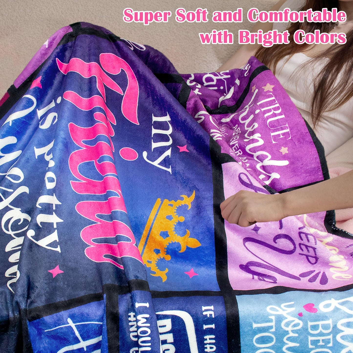 Hudodmn Best Friend Blanket, Best Friend Birthday Gifts for Women, Friendship Gifts for Women,Bestie Gifts for Woman, Graduation Christmas Birthday Gifts for Best Friends Throw Blanket 60"X50"