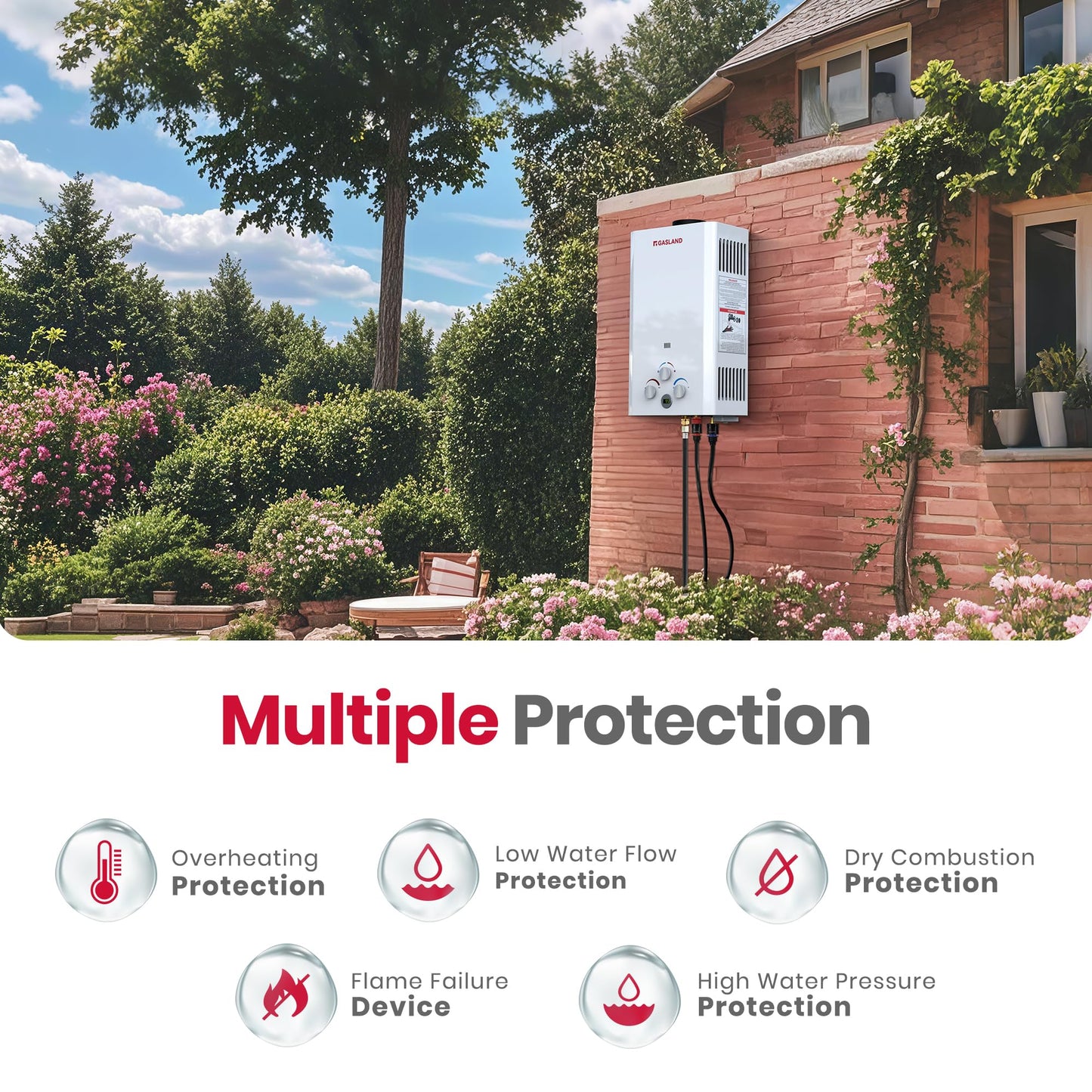 GASLAND 5.28 GPM Outdoor Tankless Liquid Propane Water Heater,136,000 BTU High Efficiency On Demand Hot Water Heater for Large Group, Off Grid, Mobile Home, Outdoor Kitchen, BE528