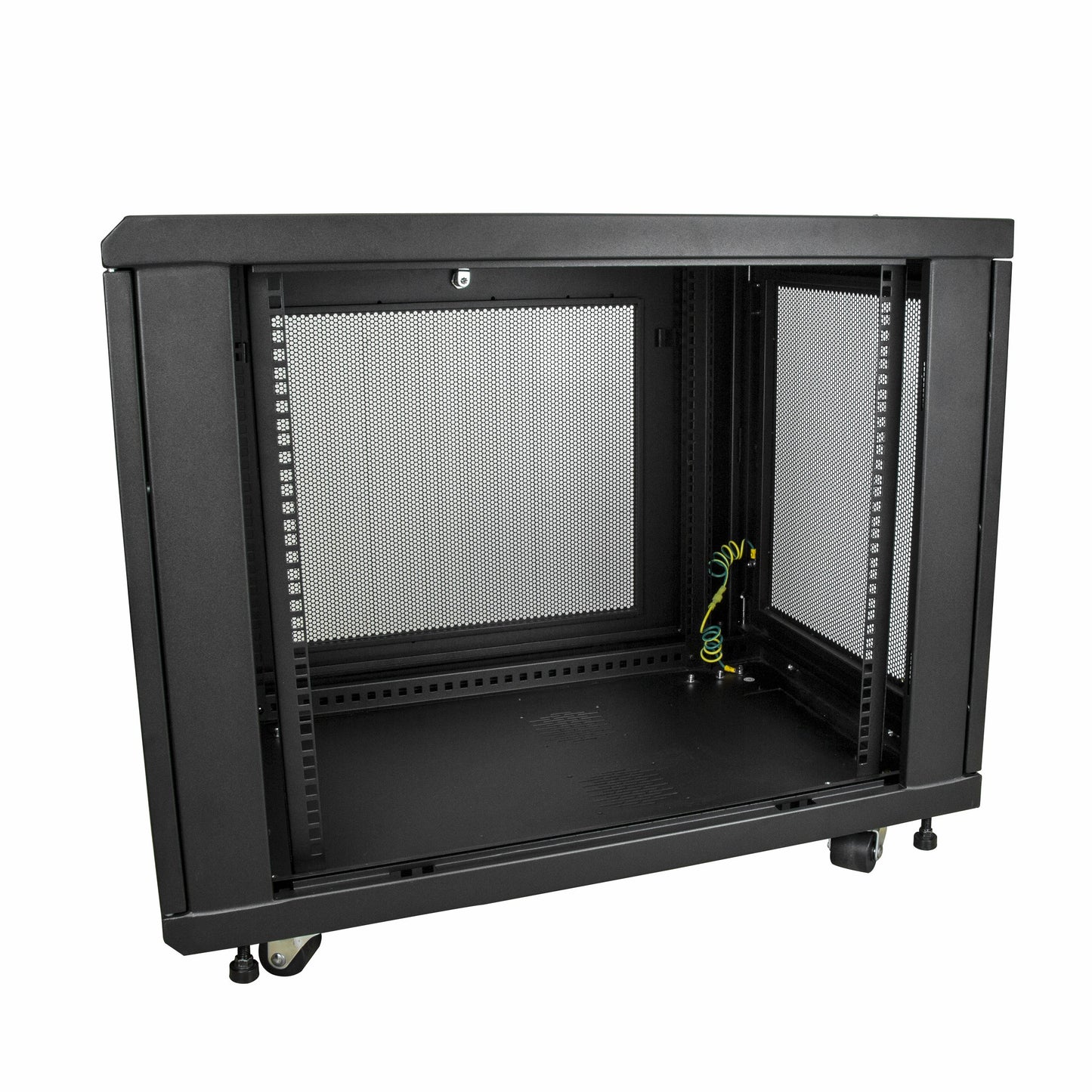 StarTech 12U Enterprise-Grade Server Rack Cabinet Kit, 19in Enclosed 4-Post Rack with Shelf and Cable Management, 29in (75cm) Mounting Depth, 992lb (450kg) Capacity, Black, Alloy Steel