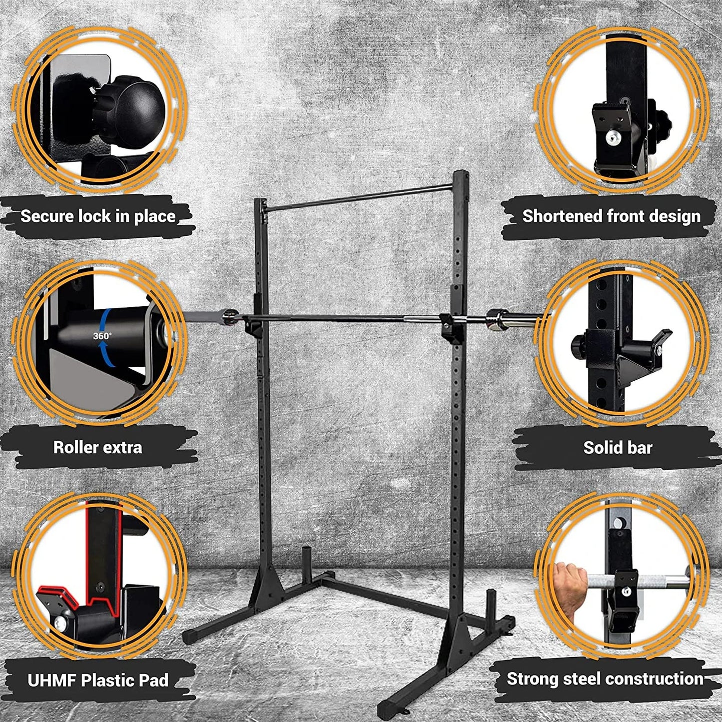 Yes4All Premium Spotter Arms And Barbell Holder Roller J-Hooks Attachment For 2x2 Power Rack/Power Cage/Squat Rack - 1,000 Lbs Capacity Attachments