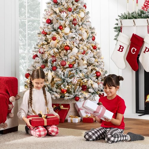 Best Choice Products 9ft Pre-Lit Snow Flocked Artificial Christmas Tree - Easy Assembly & Full Appearance