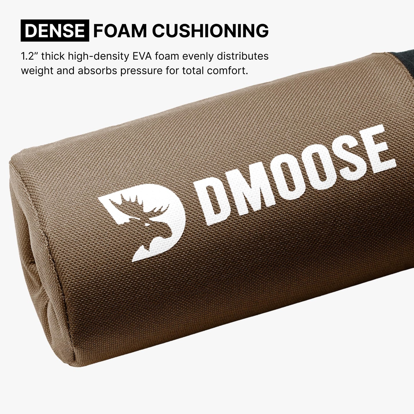 DMoose Fitness Barbell Pad for Hip Thrust, Squat & Lunges - Non-Slip Thick Foam Cushion for Neck and Back Support with Two Straps - Hip Thrust Pad for Leg Day - Fits All Olympic Bars (Cocoa Brown)