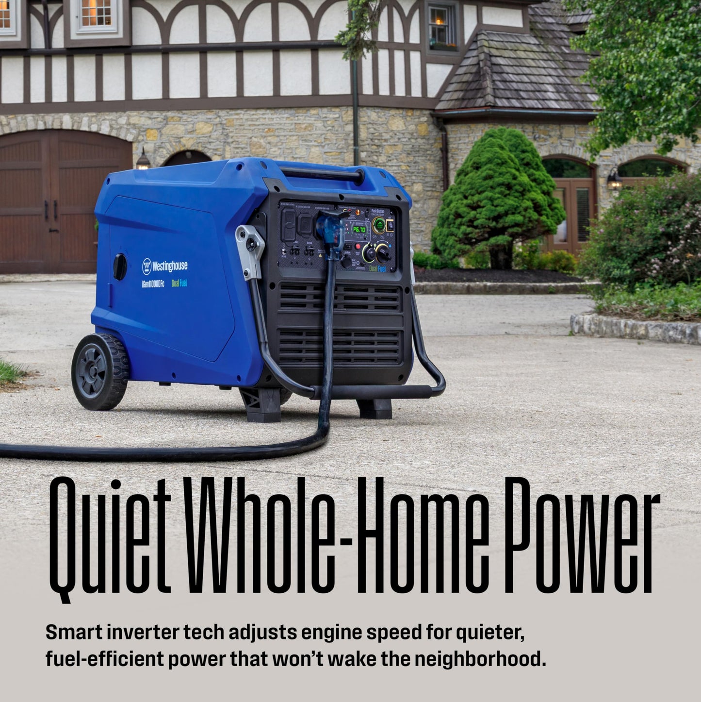 Westinghouse 11000 Peak Watt Dual Fuel Portable Inverter Generator, Remote Electric Start, Transfer Switch Ready, Gas and Propane Powered, Low THD - Safe for Electronics, Parallel Capable, CO Sensor