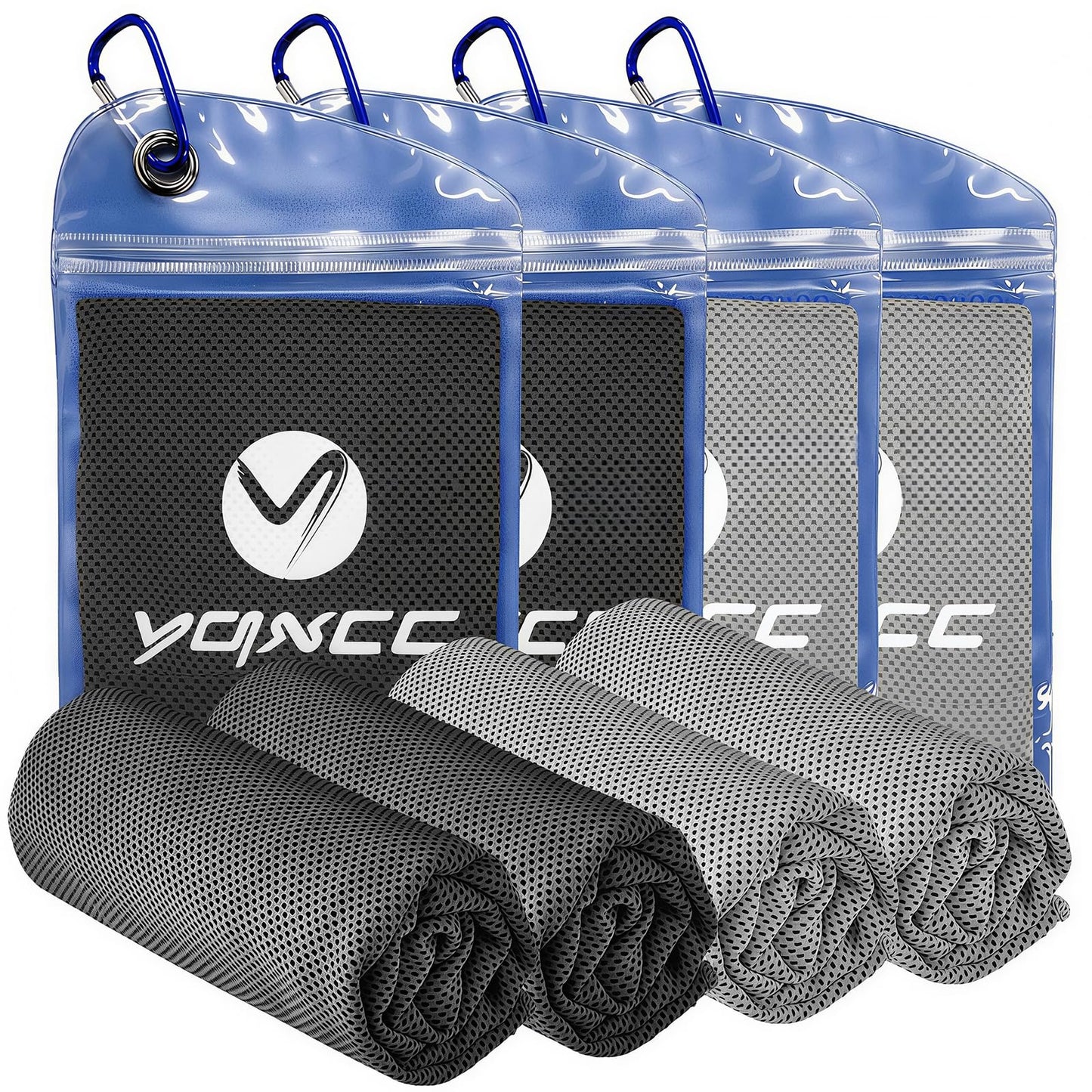 YQXCC 4 Pack Cooling Towels 40"x12", Microfiber Ice Towels for Neck & Face, Soft Breathable Cool Rags for Gym Yoga Golf Running Camping Hot Weather