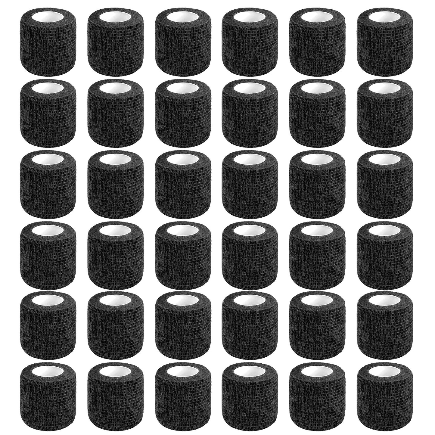 Lusy DM 36 PCS Self Adhesive Bandage Wrap 2" X 5 Yards Elastic Cohesive Bandage Wrap Bandage Wrap Rolls Elastic Self-Adherent Tape for Stretch Athletic, Sports, Wrist, Ankle (Black)