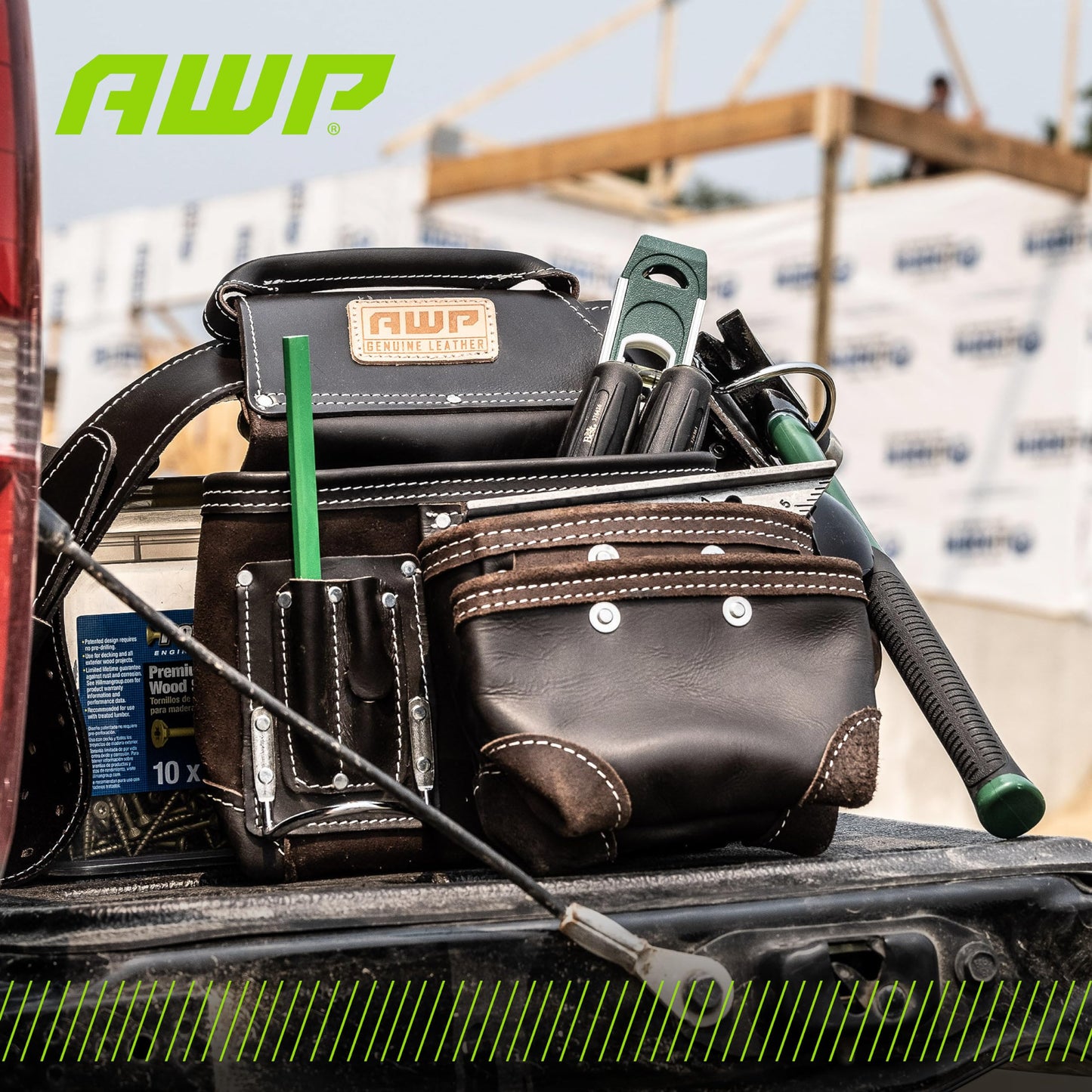 AWP Tool Belt and Rig, Heavy-Duty Premium Organizer with Multiple Pockets for Carpenters, Electricians, and Construction Work, Adjustable Waist Tool Belt, L-903-1