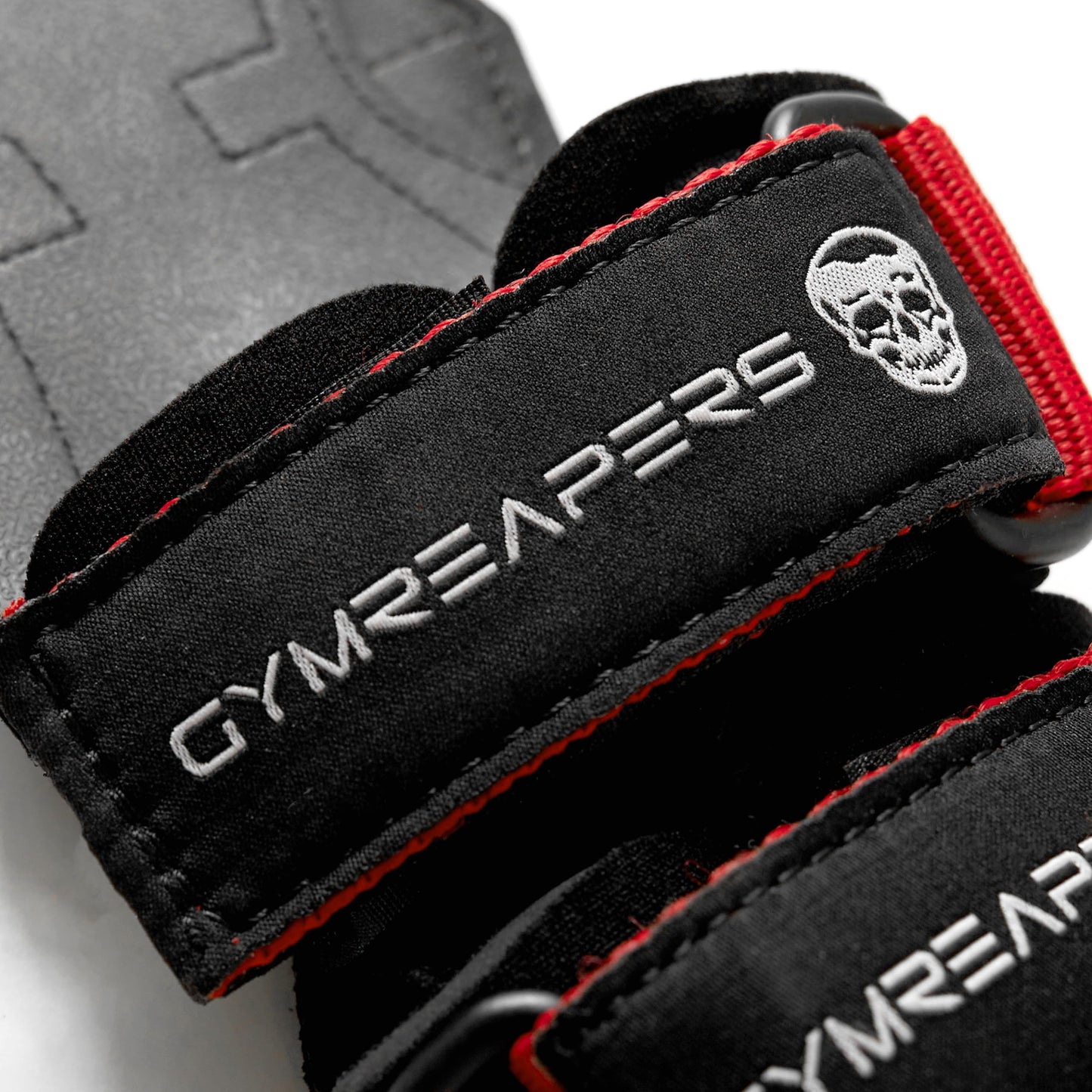 Gymreapers Weight Lifting Grips (Pair) for Heavy Powerlifting, Deadlifts, Rows, Pull Ups, with Neoprene Padded Wrist Wraps Support and Strong Rubber Gloves or Straps for Bodybuilding (Red, Large)