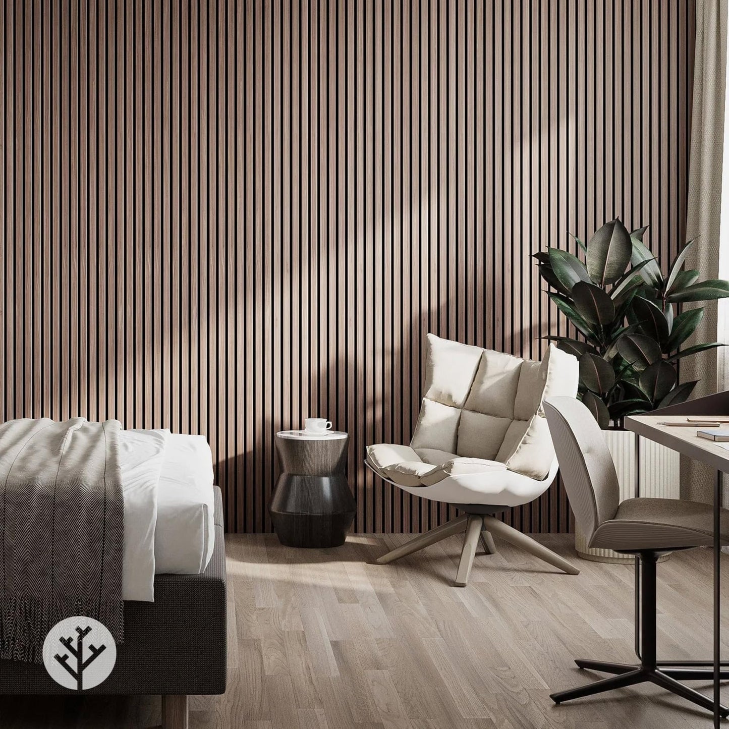 WVH Luxury American Walnut Acoustic Slat Wood Wall Panels, Measures 141.73" x 25.20", Premium Finish, Interior Decor for Walls & Ceilings, Noise Cancelling & Sound Absorbing for Home & Office, 2pcs