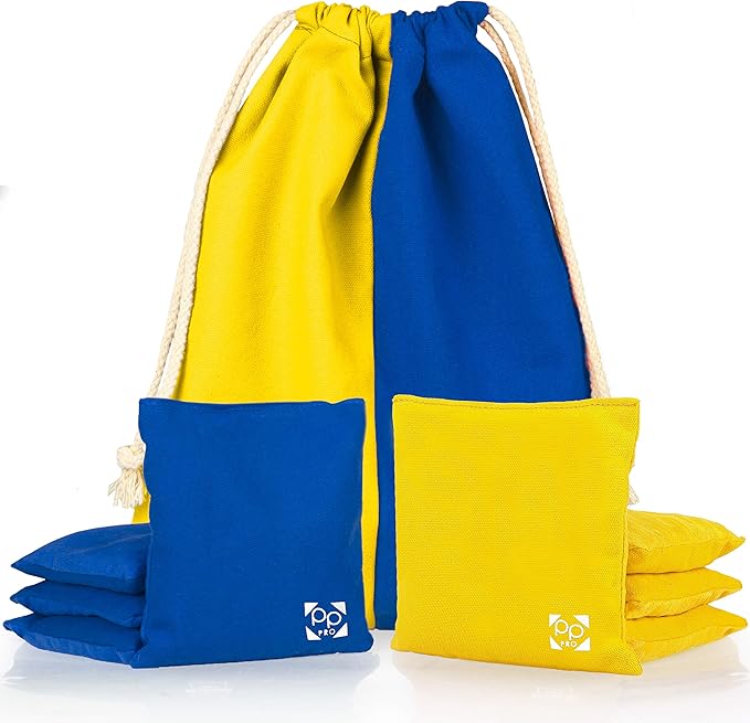 Professional Cornhole Bags - Set of 8 Regulation All Weather Double Sided - Sticky Side/Slick Side Bean Bags for Pro Corn Hole Game