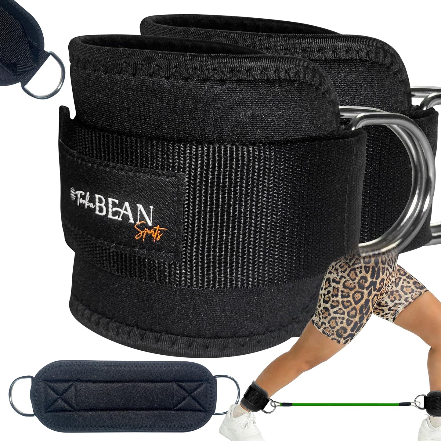 TONKA BEAN Ankle Straps For Exercise Cable Machine, Workout Cuff Attachment for Gym & Home, Kickbacks, Glute Workouts, Lower Body Exercises, Leg Extensions, Hip Abductors - Adjustable Neoprene Fitness Padded Ankle Strap (Black, Pair)
