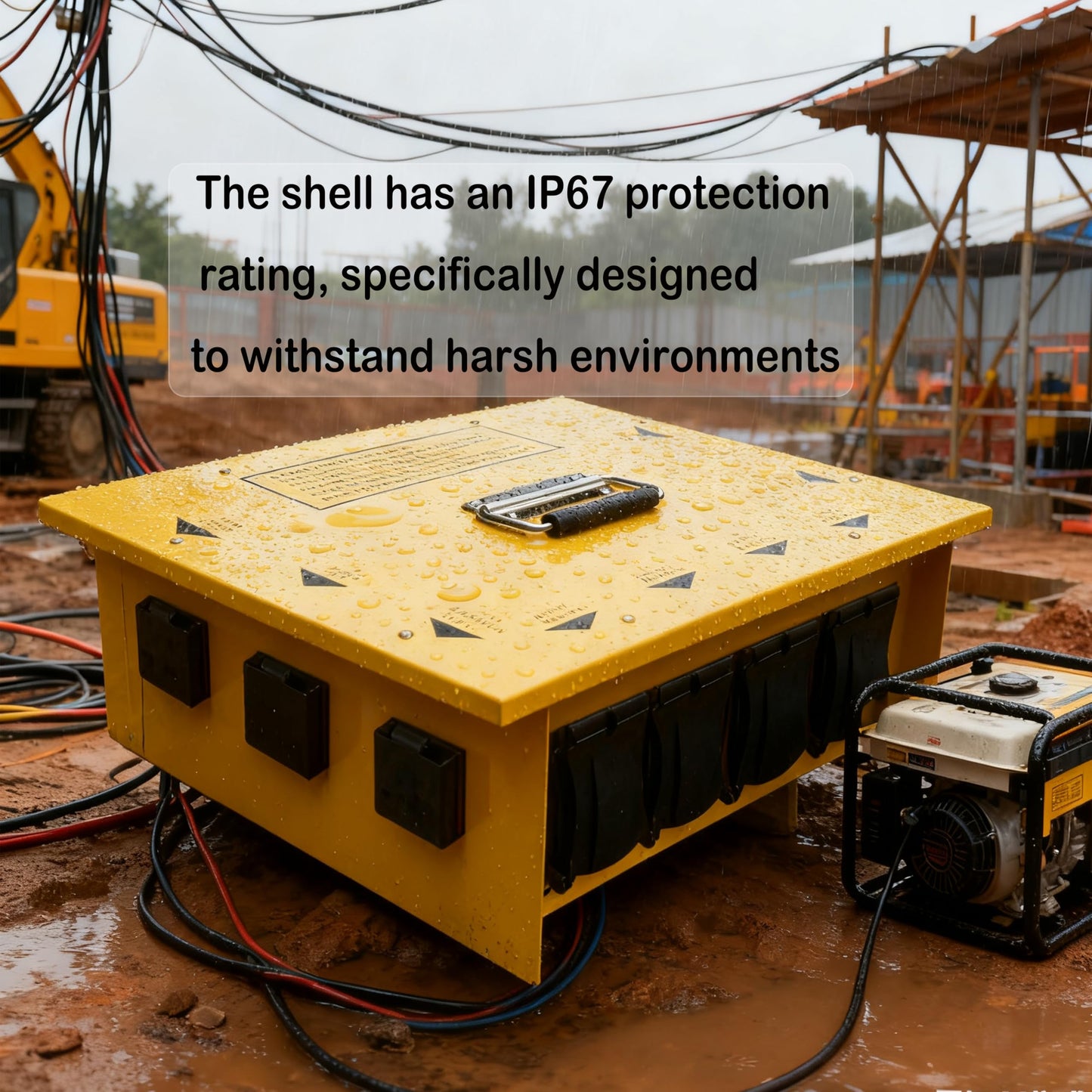 Power Distribution Box Temporary Distribution Box 50 Amp/30Amp 125/250V, Waterproof IP67 with Multiple GFCI Outlets, L14-30P and SS2-50P Inlet, for Industrial and Commercial Use