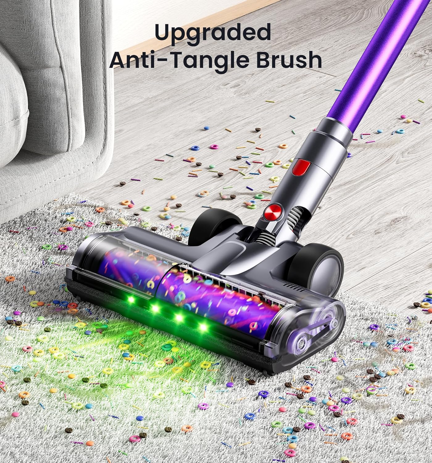 Skiennix Cordless Vacuum Cleaner - 650W Power, 80 Minutes Runtime, Smart Display, V-Shaped Brush | Ideal for Home & Pet Hair