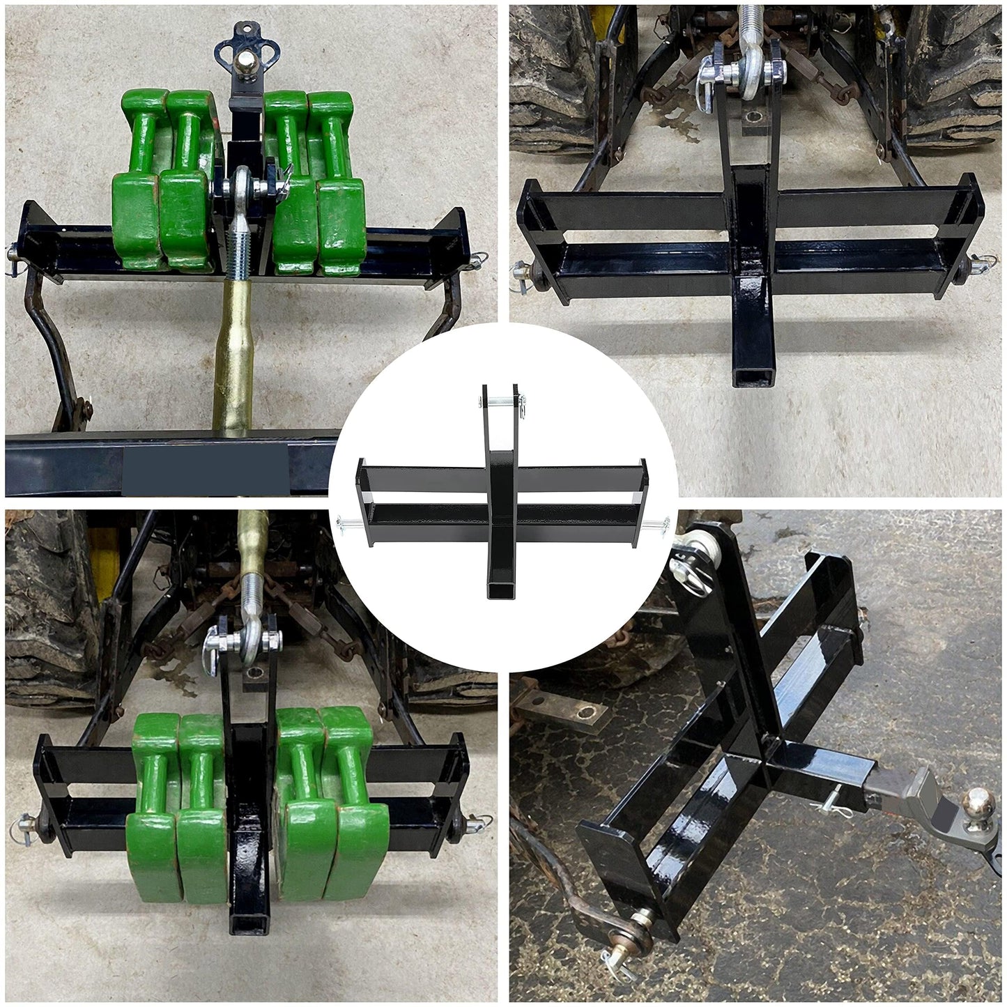 Garvee 3 Point Trailer Hitch 2" Receiver and Towing Ball Hitch with Hook Heavy Duty Cat.1 Tractor Drawbar 3Pt Quick Hitch Attachment for Kubota, Category 1 Subcompact Tractor Farm Equipment