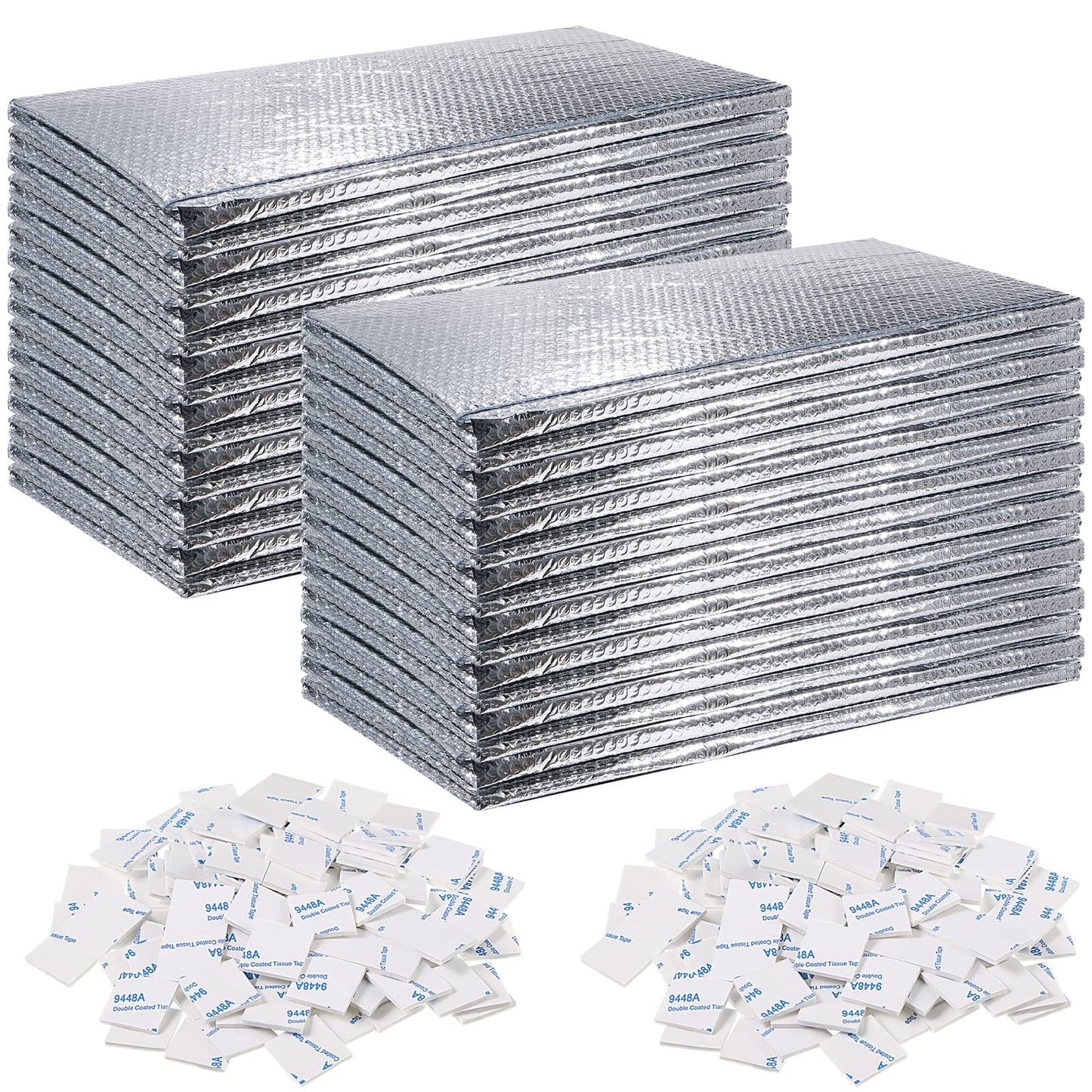 Gerrii 32 P Garage Door Insulation Kit Double Bubble Insulation Panels Reflective Aluminum Radiant Barrier Thermal Shield Winter Summer Barrier Sheets 100 Tape for Attic Garage Wall (24 x 48 Inch)