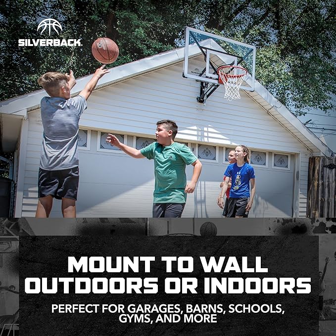 Silverback NXT 54" Wall Mounted Adjustable-Height and Fixed Basketball Hoop with QuickPlay Design