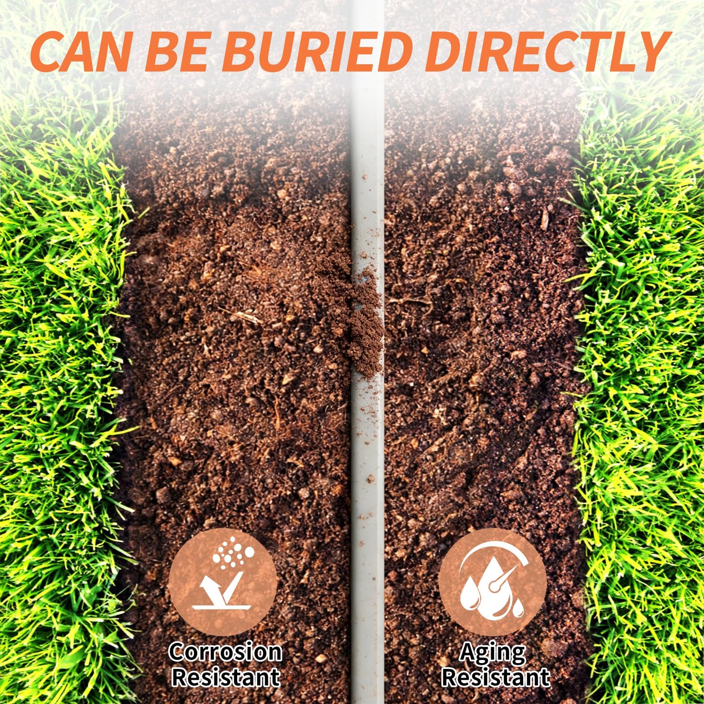 14/2 UF-B Wire 50FT Pure Copper Direct Burial Cable, Sunlight & Moisture Resistant, Ideal for Outdoor Lighting & Pump Installations & Residential Indoor Electrical Projects