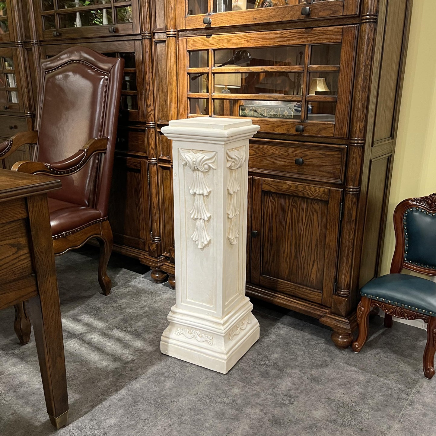 OUTOUR Greek Roman Square Pillar Magnesium Oxide Column with Stand Pedestal Holder Base for Wedding Tables, Indoor/Outdoor Patio and Garden Decor Large Size Pillar 35.8'' High