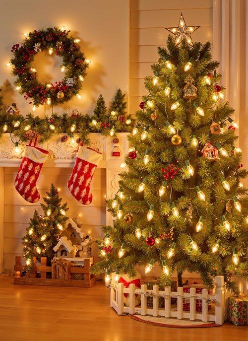 Minetom C9 LED Christmas Lights - 50 Feet Warm White String Lights for Indoor/Outdoor Holiday Decor