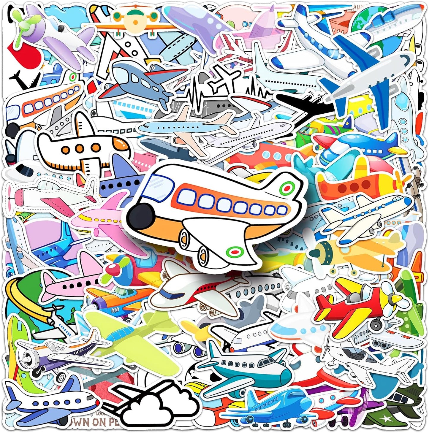 100 Set Pcs Airplane Stickers for Adults Teens, Airplane Party Supplies, Aircraft Waterproof Viny Stickers and Decals