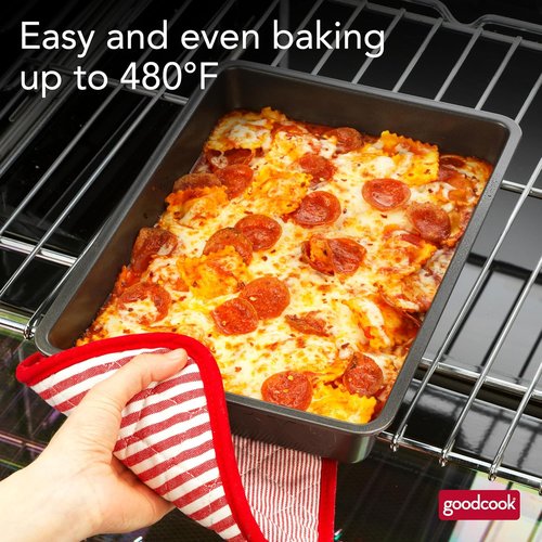 GoodCook PRO Nonstick Oblong Baking Pan - Scratch-Resistant Carbon Steel, 9 x 13-Inch, Gray