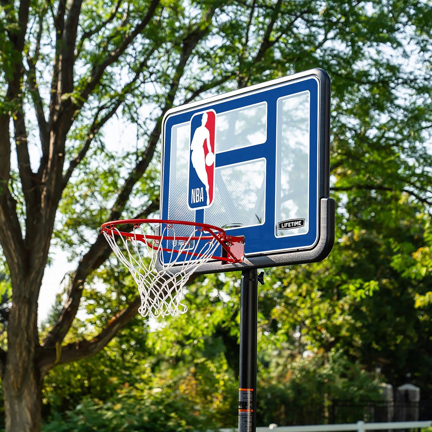 Lifetime NBA League Edition Portable Basketball Hoop, Adjustable Height 7.5-10 Ft, 44 Inch Shatterproof Fusion Backboard, Base with Wheels