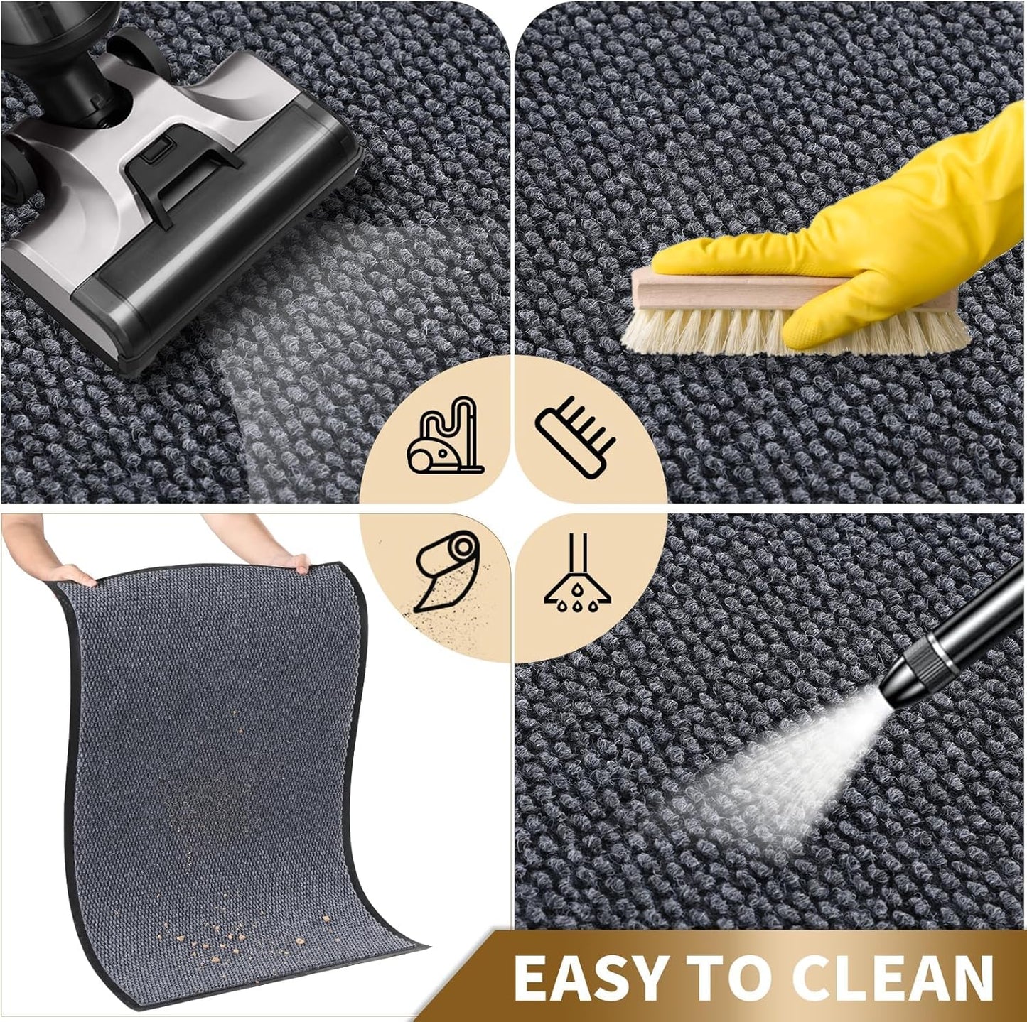 Yimobra Outdoor Indoor Doormat - 100% Waterproof, Stain & Fade Resistant | 36 x 17 Inches, Gray/White