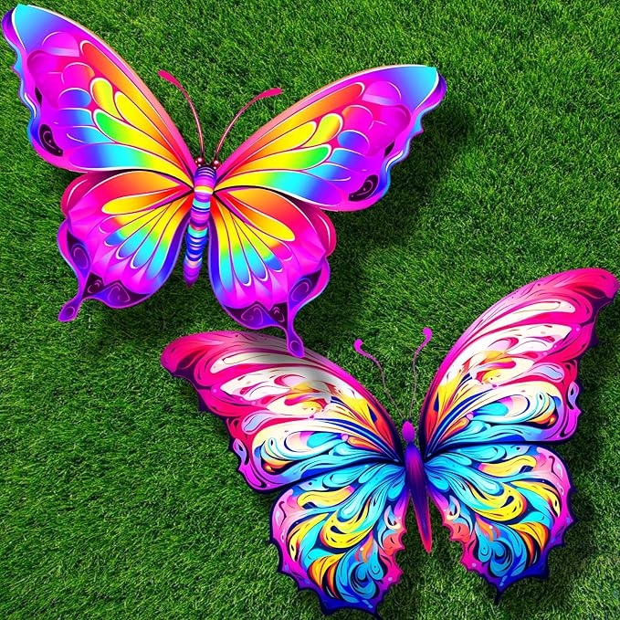 HENGDA KITE 2 Pack Butterfly Kite,for Kids and Adults,Easy to Fly,Excellent Fabric and Structure Design,The Pictures are Beautiful in high Definition,Suitable for Beginners(31x22)