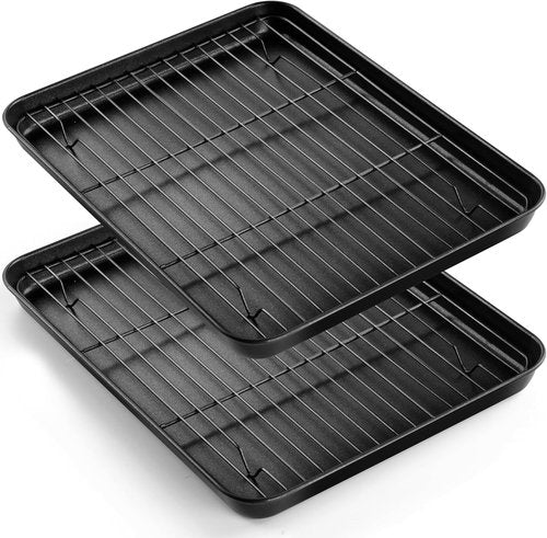 E-far Nonstick Baking Sheet Set - Heavy-Duty Cookie Pans with Cooling Racks | 12.5 x 9.5 Inch, Easy Clean