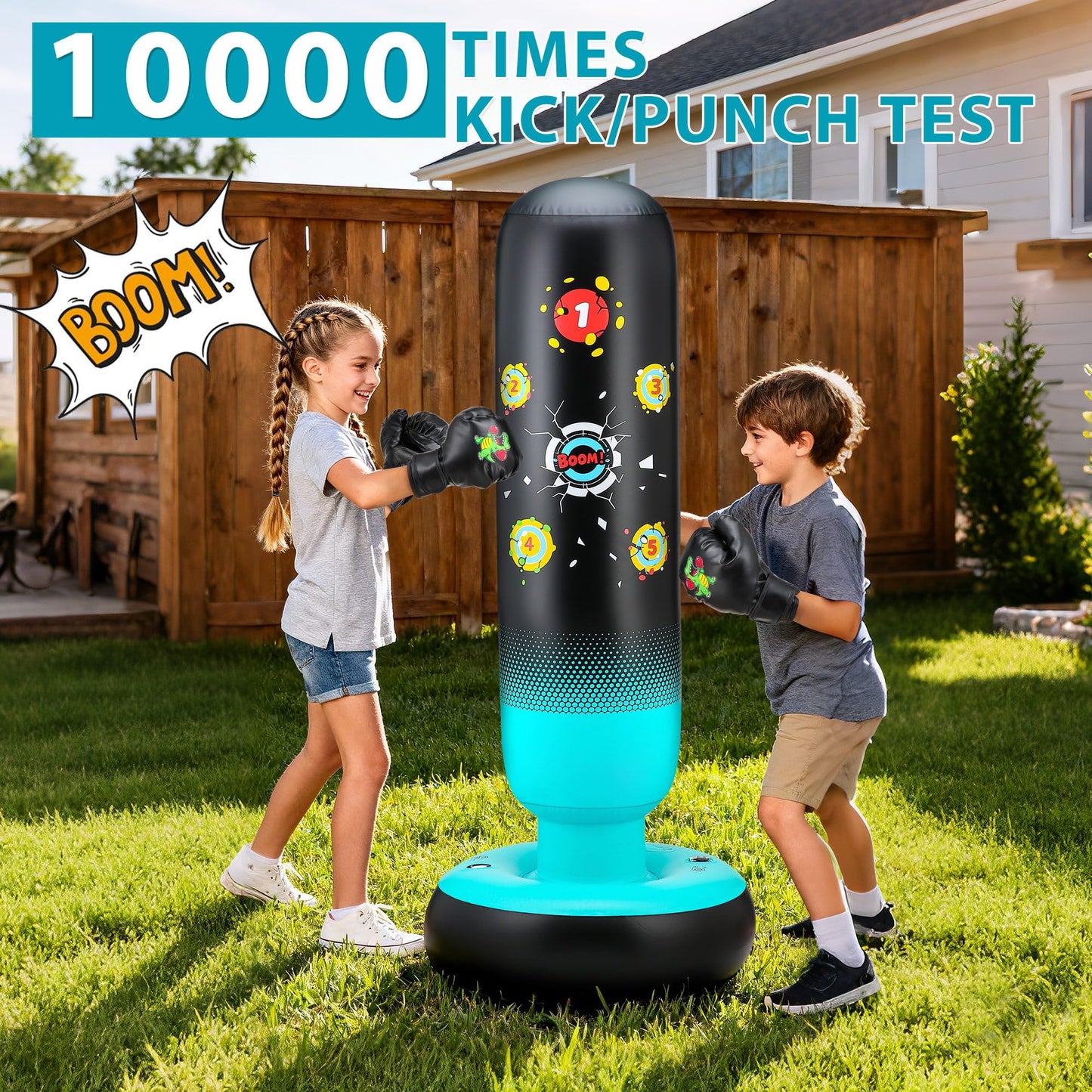 EIVONDA Punching Bag for Kids 65" Inflatable Dinosaur Kids Punching Bag with Boxing Gloves Boxing Bag Set with Pump Dinosaur & Hitting Target Pattern 2 in 1 Birthday Gifts for Boys & Girls Age 3-12