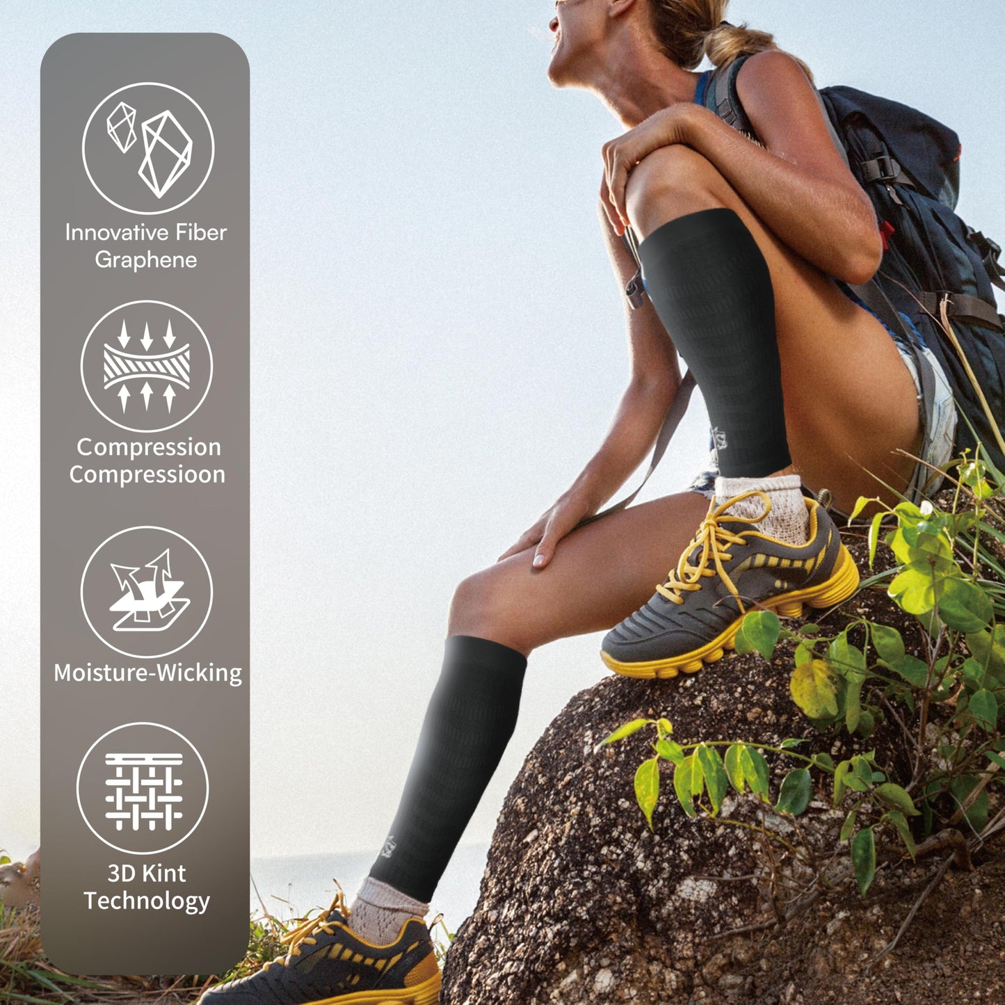 Vital Salveo Graphene Endurance Calf Sleeve - V-Flow Support for Muscle Pain Relief(1 Pair)