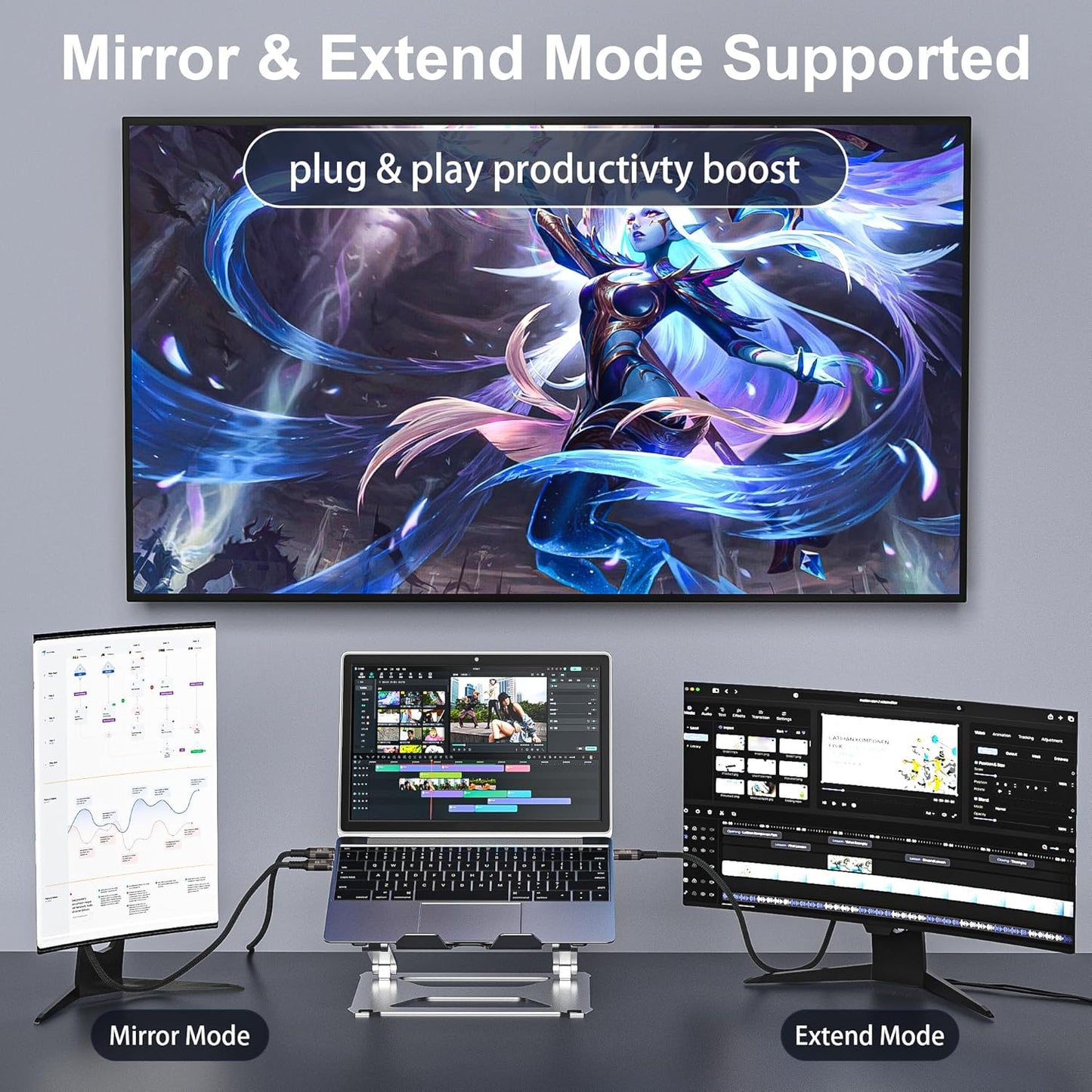 KMMXXCPM 16FT/5M 3,USB 3.1 1 10Gbps Transfer,4K@60Hz/2K@120Hz PD3.0 100W USB C Long Cable Compatible with Thunderbolt C