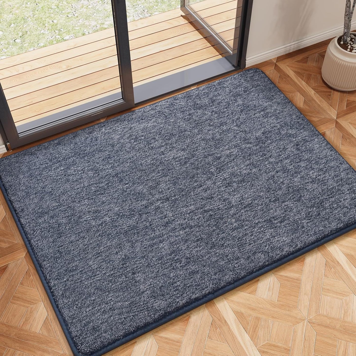 Amearea Modern Soft Area Rug - Chic Washable 2x3 Small Throw Rug for Bedroom & Hallway | Non-Slip Fluffy Carpet in Blue and White